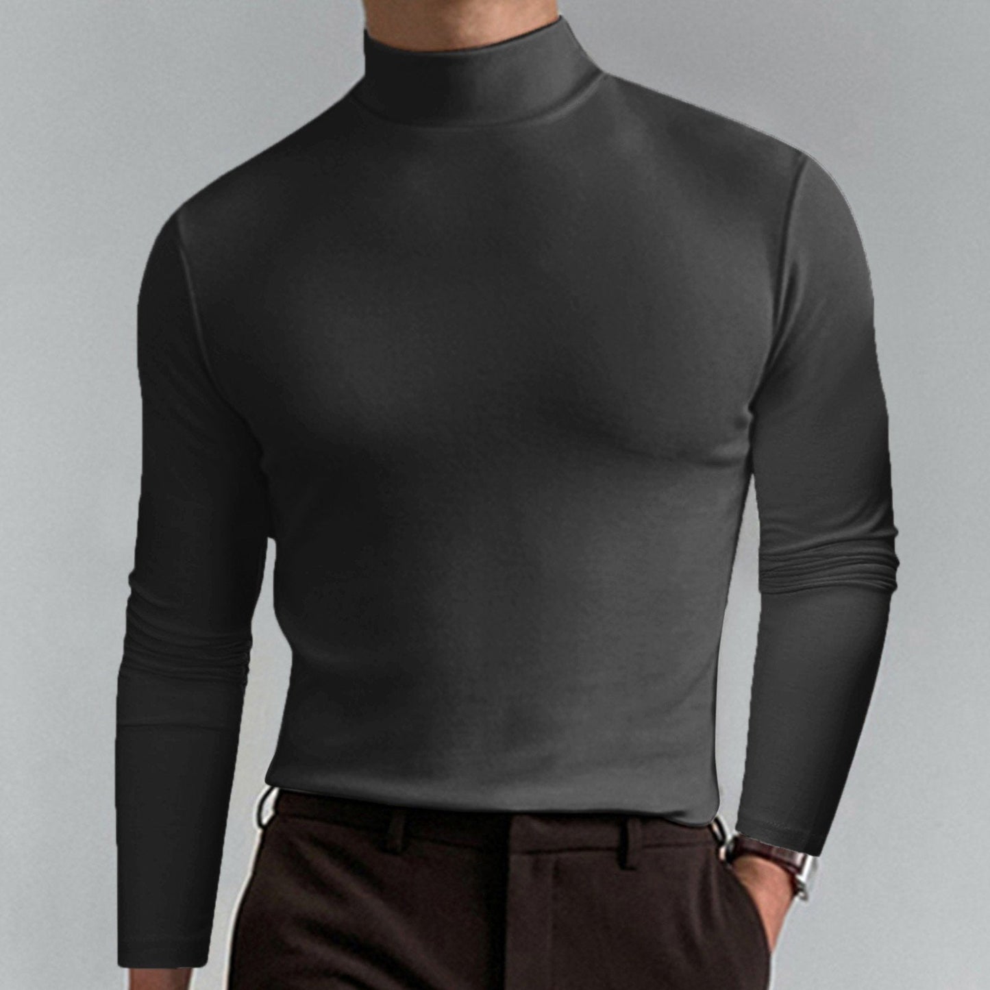2025 Ny Långärmad T-shirt med hög hals Smal Fit för män
