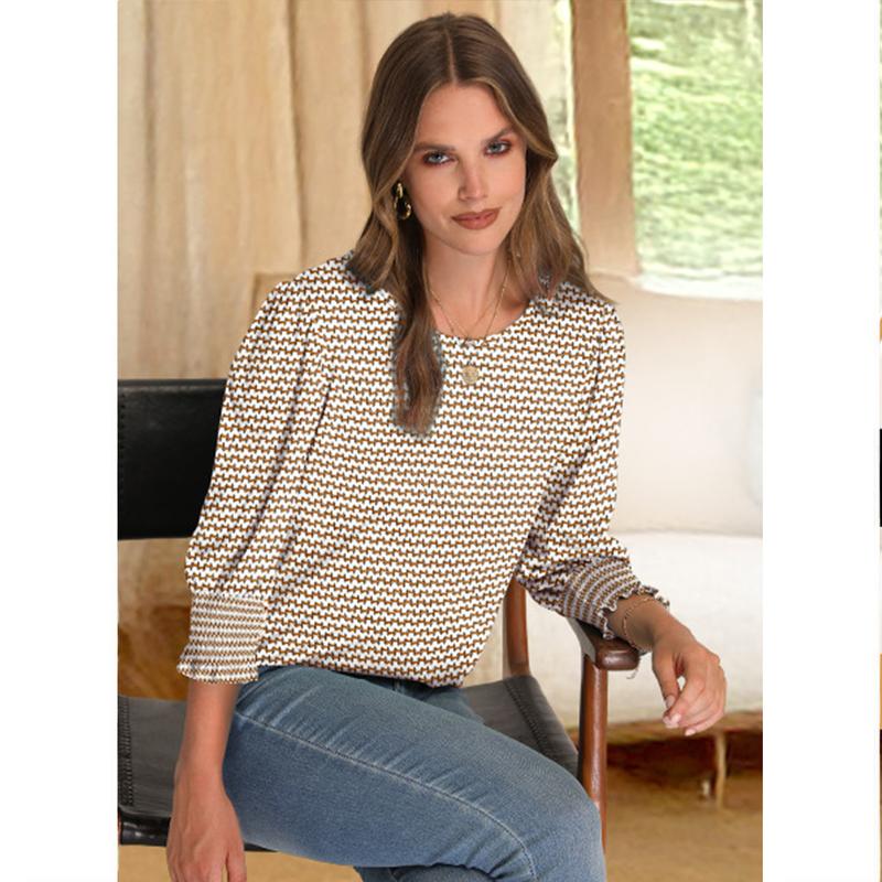 🔥Rea 50% RABATT💝✨Eleganta, avslappnade blusar med 3/4-ärmar och smockade manschetter för kvinnor